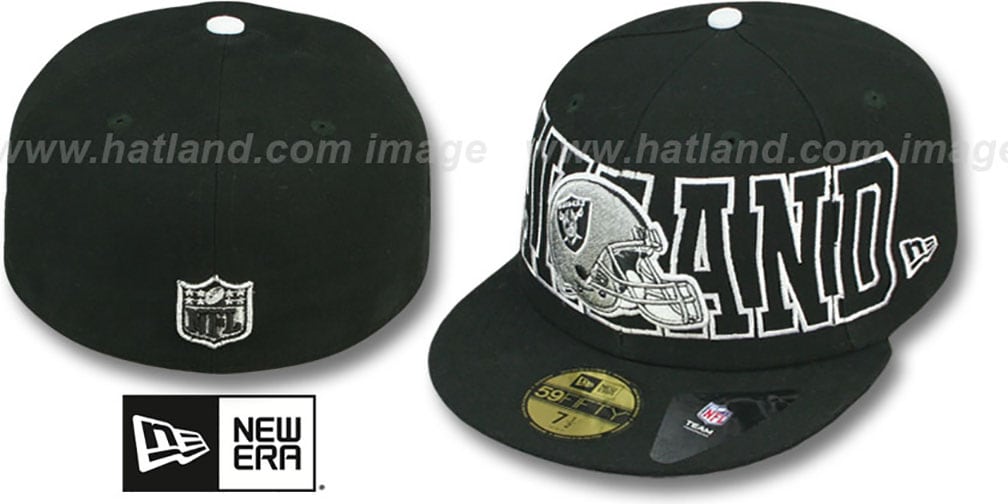 Oakland Raiders NFL WRAP-IT-UP Black Fitted Hat by New Era