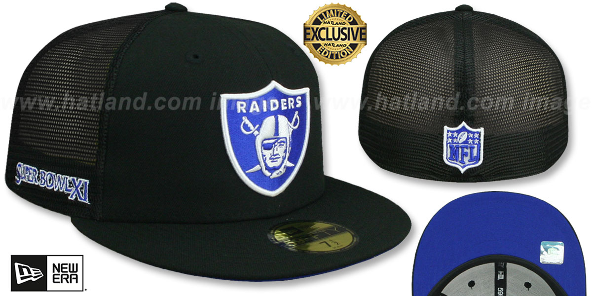 Las Vegas Raiders SB XI MESH-BACK SIDE-PATCH Black-Royal Fitted H