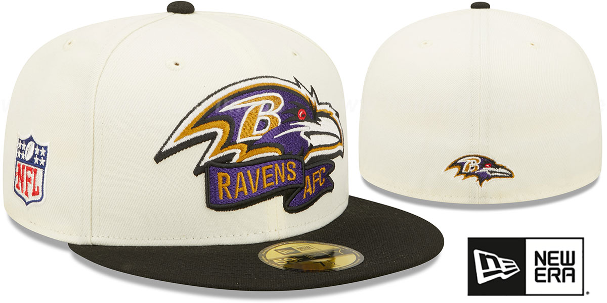 Baltimore Ravens 2022 NFL SIDELINE Cream-Black Fitted Hat