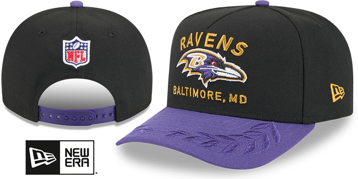 Baltimore Ravens 2025 NFL DRAFT ONSTAGE A-FRAME SNAPBACK Black-Pu