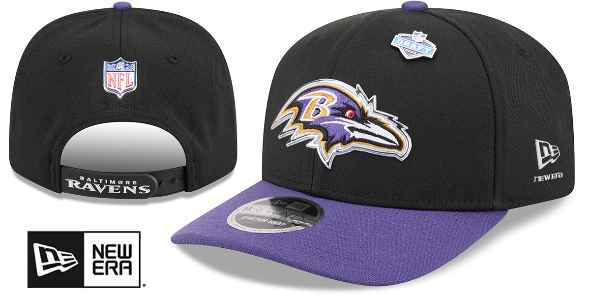 Baltimore Ravens 2026 PRECURVED NFL DRAFT STRETCH-SNAP Black-Purp