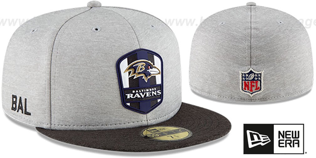 Baltimore Ravens ROAD ONFIELD STADIUM Grey-Black Fitted Hat