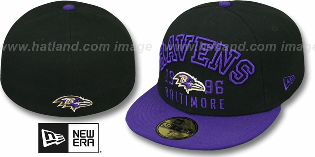 Baltimore Ravens WORD-KNOCK Black-Purple Fitted Hat