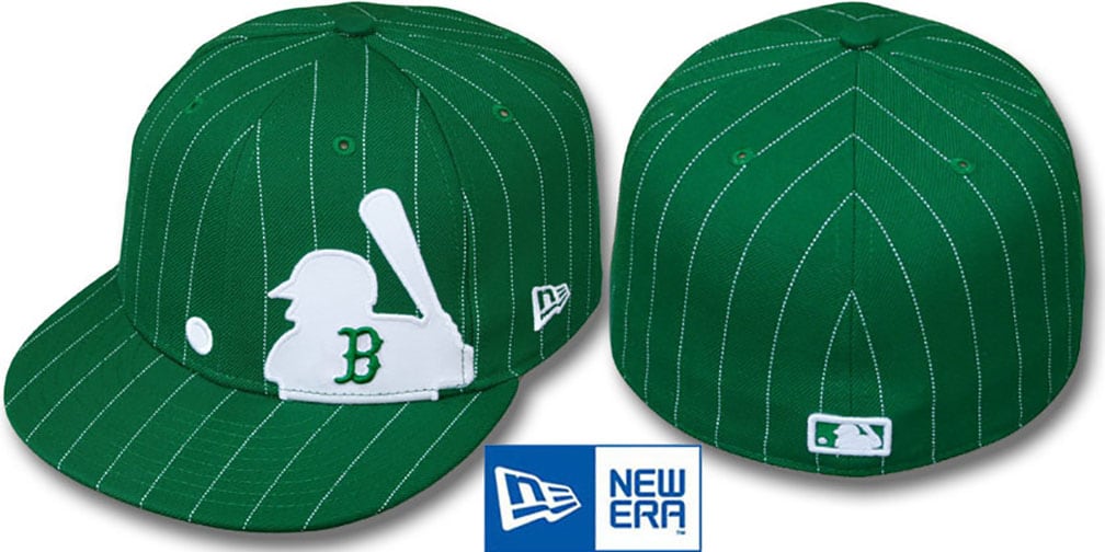 Boston Red Sox MLB SILHOUETTE PINSTRIPE Green-White Fitted Hat display picture 1