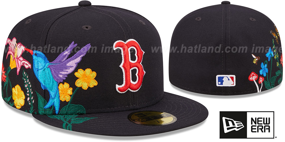 Boston Red Sox SIDE-BLOOM Navy Fitted Hat by New Era