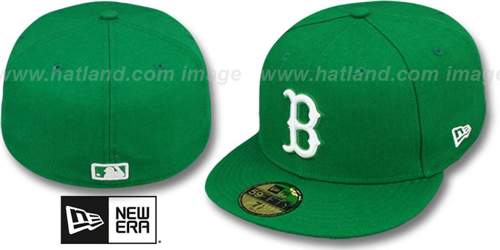 BOSTON Red Sox Baseball Hat- Green+ White Genuine Merchandise Tm New Era New Era 59Fifty Boston Red Sox Green White Logo Fitted Hat  main image 3