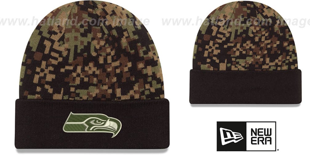 Seattle Seahawks ARMY CAMO PRINT-PLAY Knit Beanie Hat