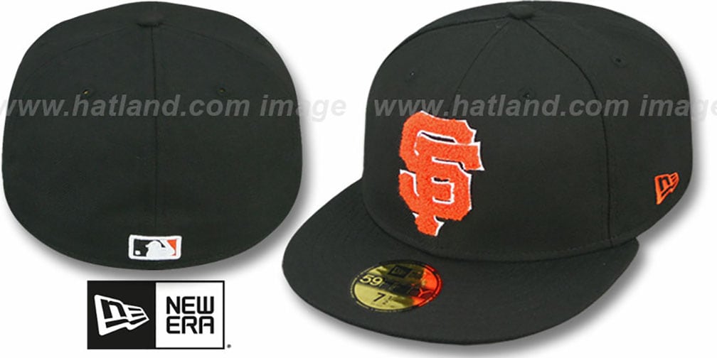 San Francisco SF Giants CHENILLE APPLIQUE Black Fitted Hat