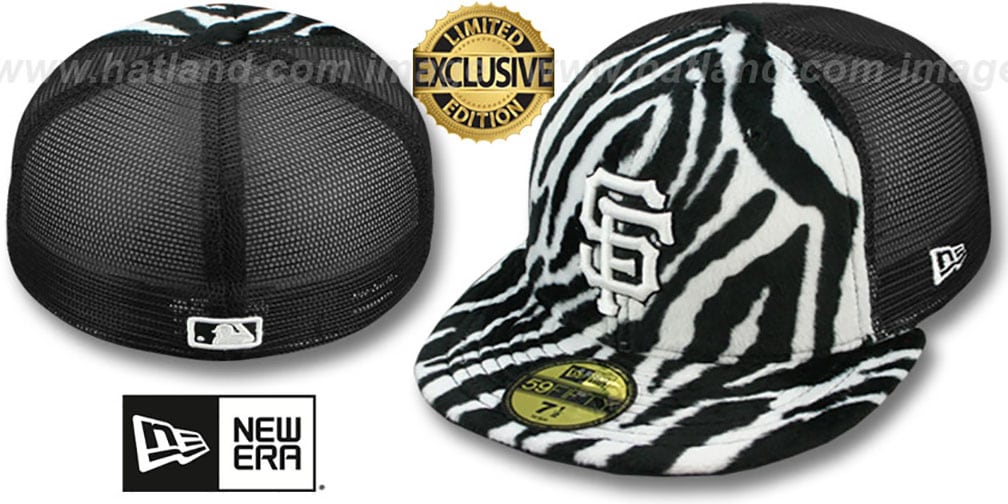 San Francisco SF Giants ZEBRA ANIMAL-FUR MESH-BACK Fitted Hat