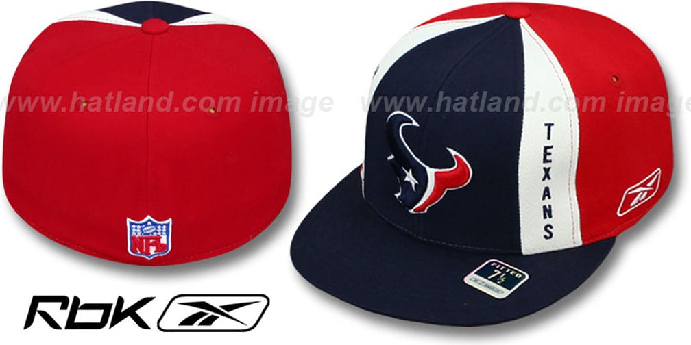 Houston Texans AJD PINWHEEL Navy-Red Fitted Hat by Reebok
