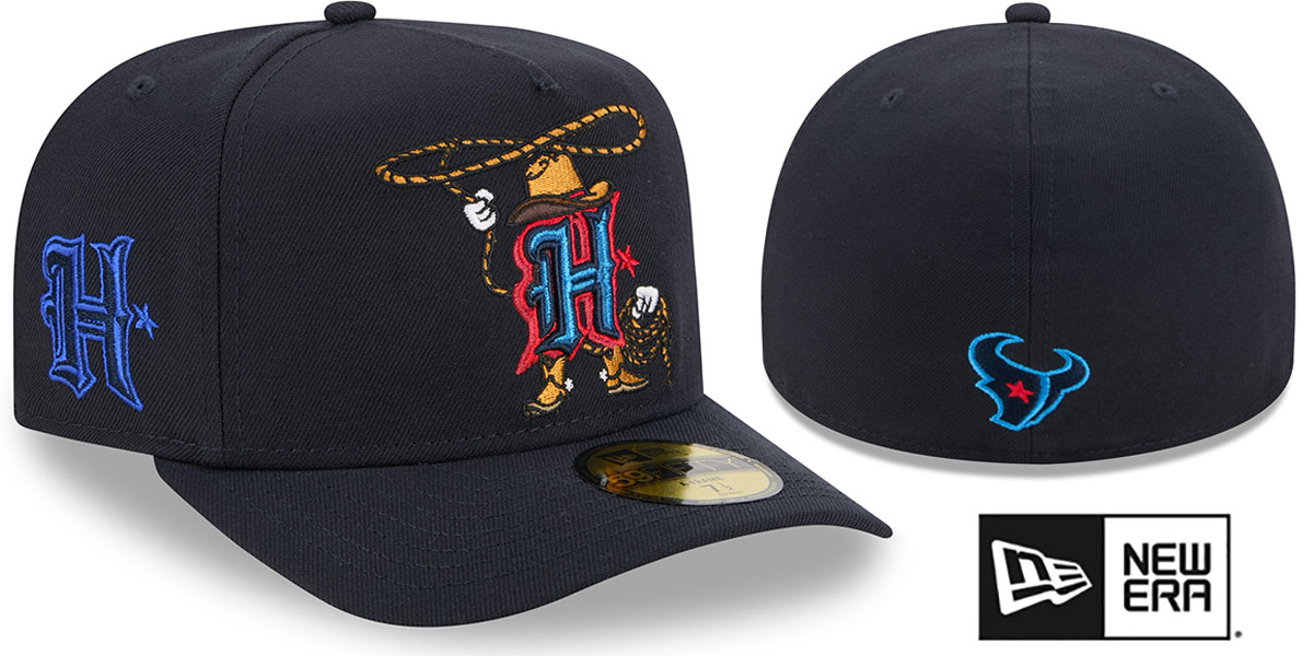 Houston Texans NFL CARTOON A-FRAME Navy Fitted Hat