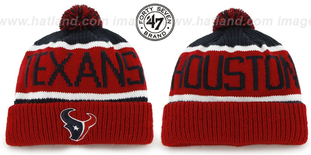 Houston Texans THE-CALGARY Red-Navy Knit Beanie Hat by Twins 47 B
