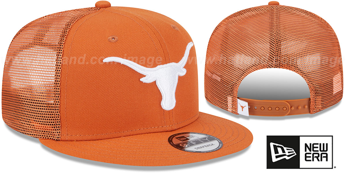 NWT Texas Orange Feather crown custom trucker hats RIVEMUG Texas Western Orange Longhorn Trucker Hat Flat Bill  main image 2