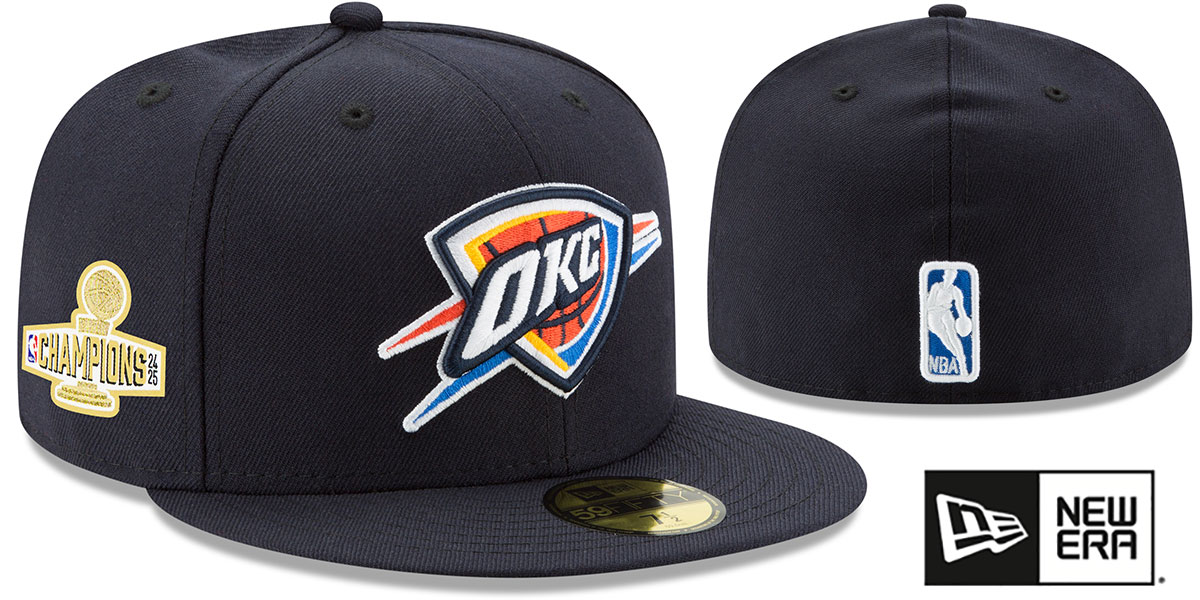 Oklahoma City Thunder 2025 FINALS CHAMPIONS Navy Fitted Hat