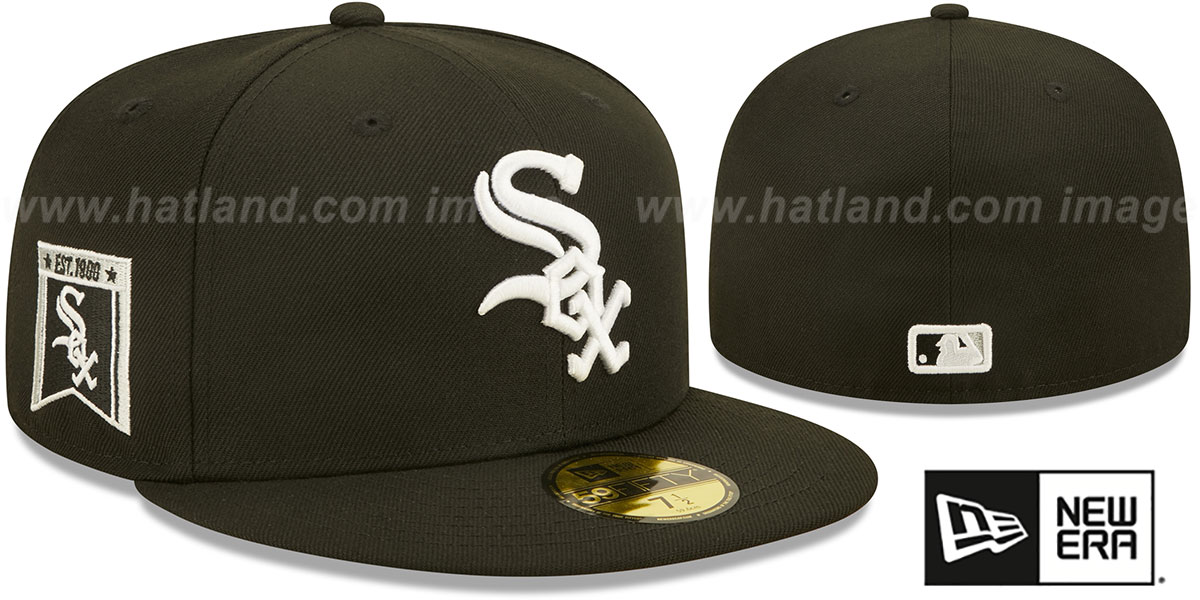 Chicago White Sox BANNER SIDE-PATCH Black Fitted Hat