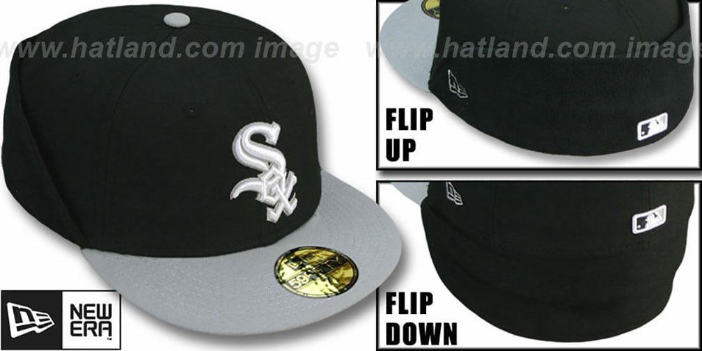 Chicago White Sox CLEAN CUT FLIP-DOWN Black-Grey Fitted Hat