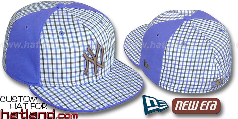 New York Yankees GOLD STAR Plaid-Light Blue Fitted Hat