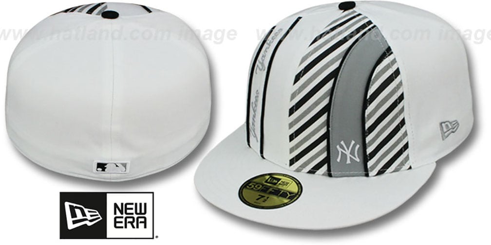 New York Yankees LINEN STRIPE White-Black Fitted Hat