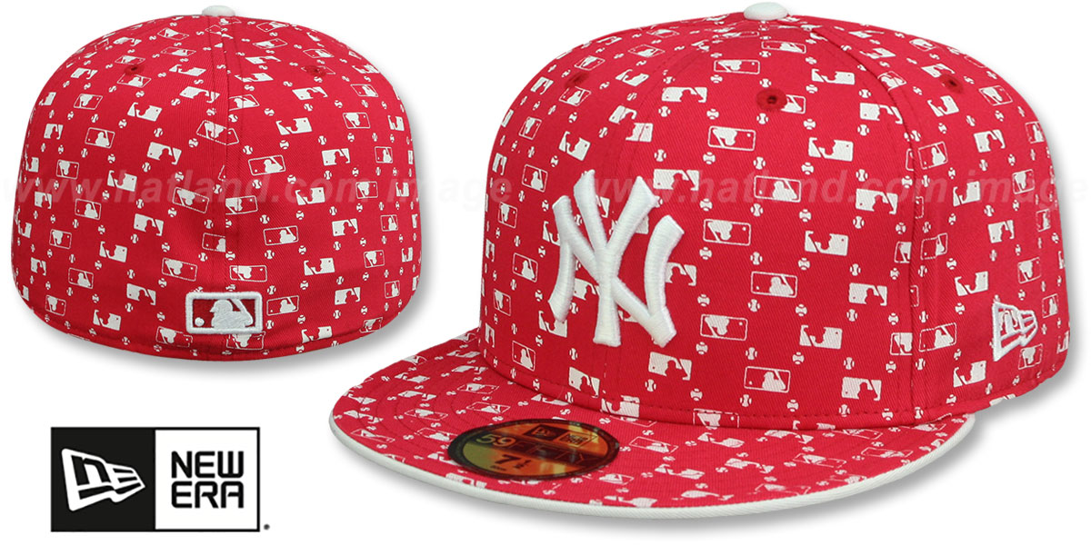 New York Yankees MLB FLOCKING Red Fitted Hat by New Era