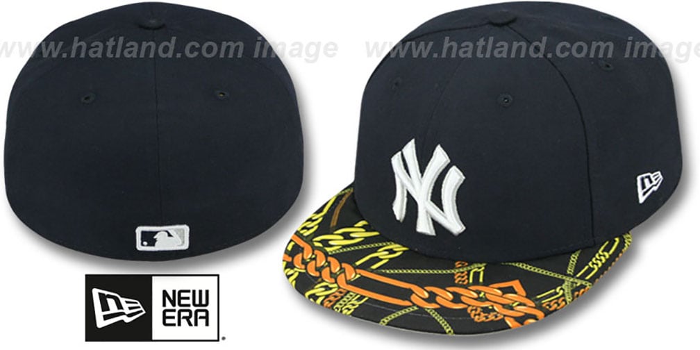 New York Yankees REAL CHAINS VIZA-PRINT Navy Fitted Hat