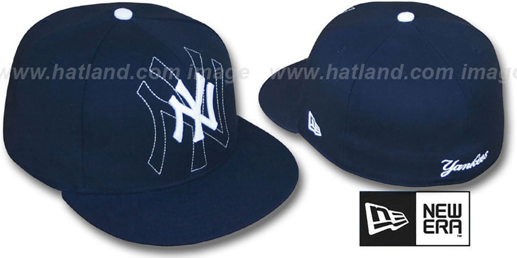 New York Yankees SHADOW BIG-ONE Navy Fitted Hat by New Era
