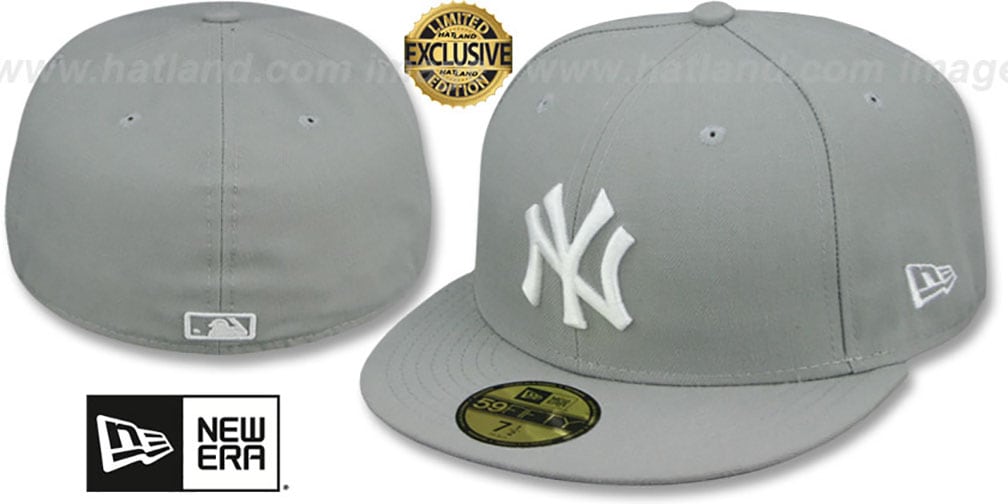 grey and white yankees hat