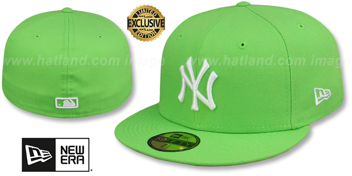 New York Yankees TEAM-BASIC Lime-White Fitted Hat by New Era display picture 2