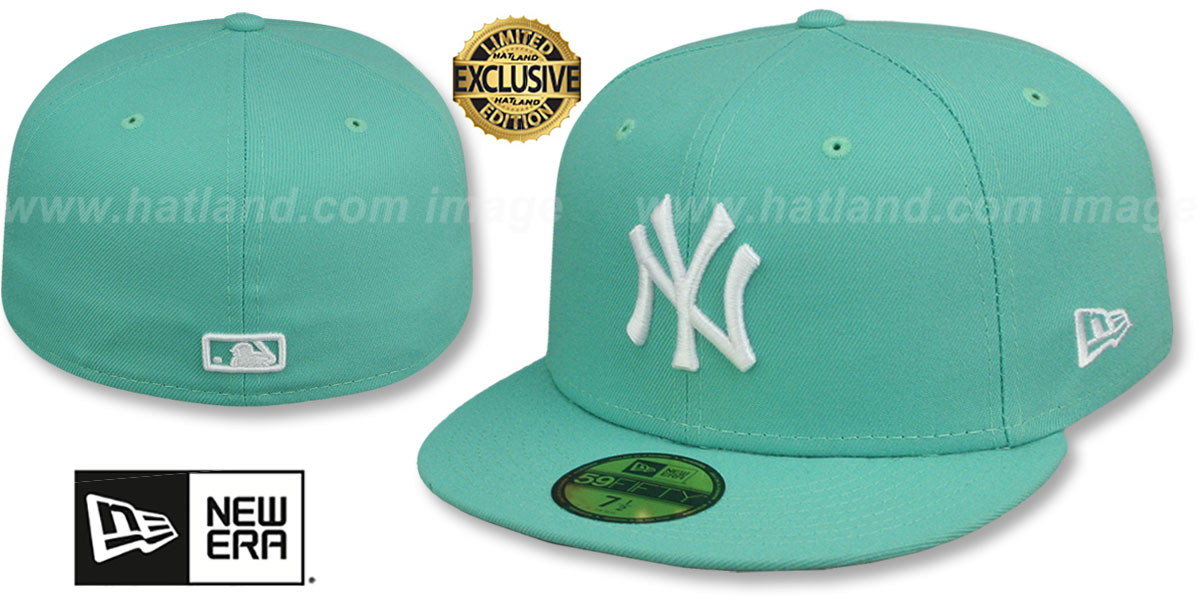 「New Era」 New York Yankees Cap Mint New York Yankees TEAM-BASIC Mint-White Fitted Hat by New Era