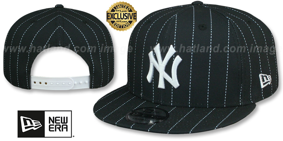 New York Yankees TEAM-BASIC PINSTRIPE SNAPBACK Black-White Hat