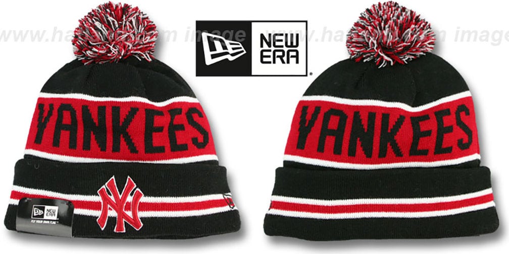 New York Yankees THE-COACH Black-Red Knit Beanie Hat
