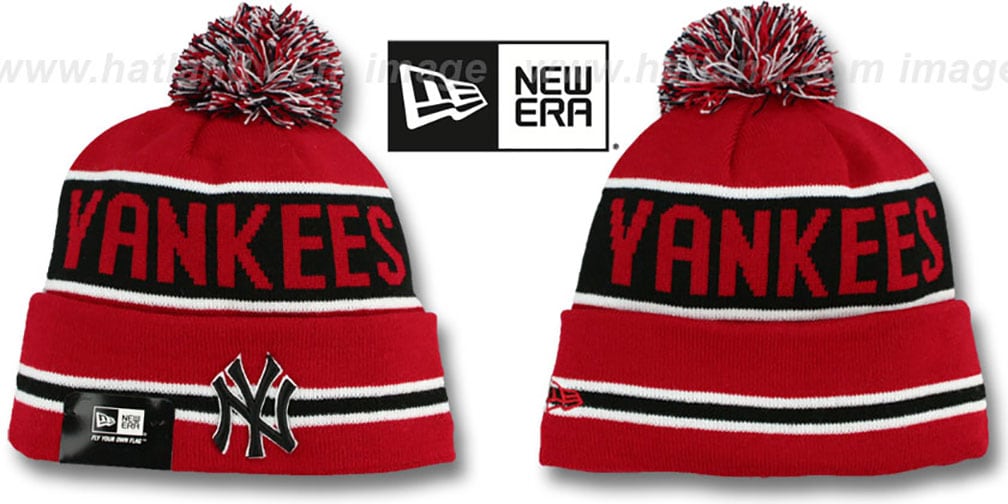 New York Yankees THE-COACH Red-Black Knit Beanie Hat