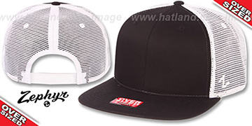 Blank OVER-SIZED MESH-BACK SNAPBACK Orange-White Hat by Zephyr