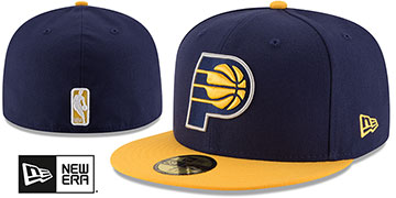 thumbnail interactive-video image 1 of Men's Indiana Pacers Yellow & Navy Superflex Flexfit Hat – Official NBA Apparel (S/M, L/XL) 1 of 6