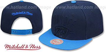 Mitchell /& Ness NBA OKC Thunders Bucket Hat Blue Navy Yellow Color Block Cap