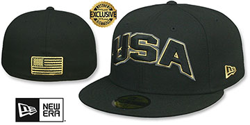 American United States MERICA Black Fitted Hat by New Era