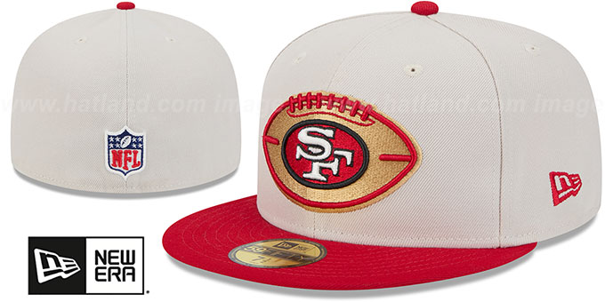 San Francisco 49ers 2024 HISTORIC SIDELINE Stone Red Fitted Hat