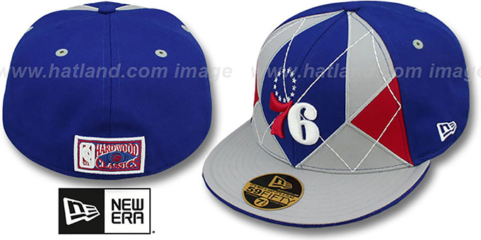 Philadelphia 76ers HARDWOOD BRADY Royal-Grey Fitted Hat