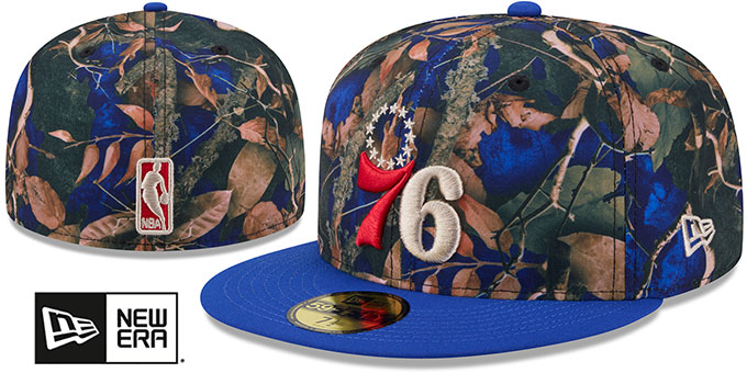 Philadelphia 76ers LEAVES Multi-Royal Fitted Hat by New Era
