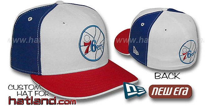 Philadelphia 76ers OLD SCHOOL PINWHEEL White-Royal Fitted Hat