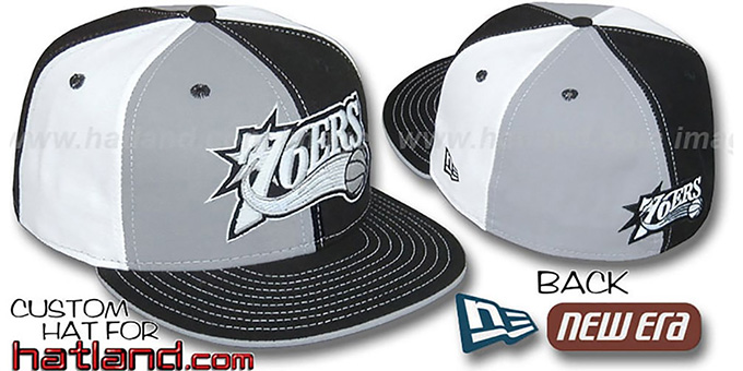 Philadelphia 76ers PINWHEEL Grey-Black-White Fitted Hat