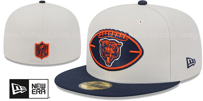 Chicago Bears 2024 HISTORIC SIDELINE Stone Navy Fitted Hat by New Era