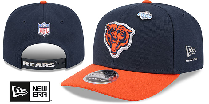 米海軍　RIMPAC 2026 帽子 Chicago Bears 2026 PRECURVED NFL DRAFT STRETCH-SNAP Navy-Orange H