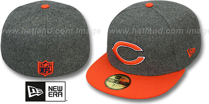 grey and orange fitted hats