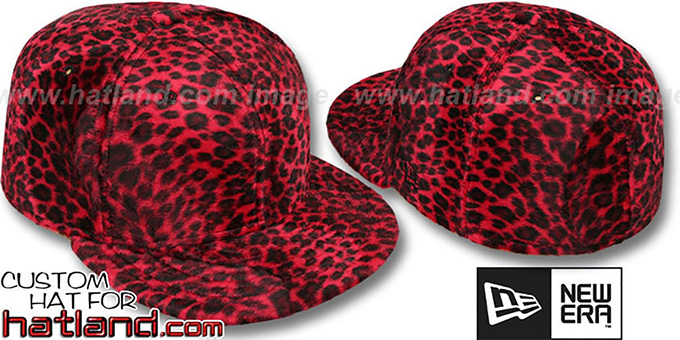 Blank CHEETAH PIMPIN-FUR Red Fitted Hat by New Era display picture 3