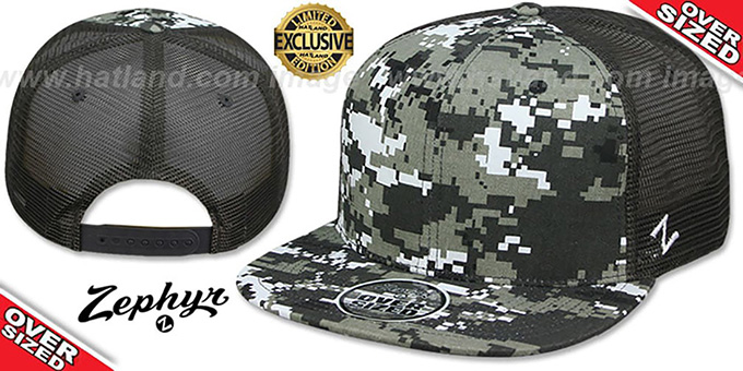 Blank OVER-SIZED DIGICAMO MESH-BACK SNAPBACK Grey-Charcoal Hat by