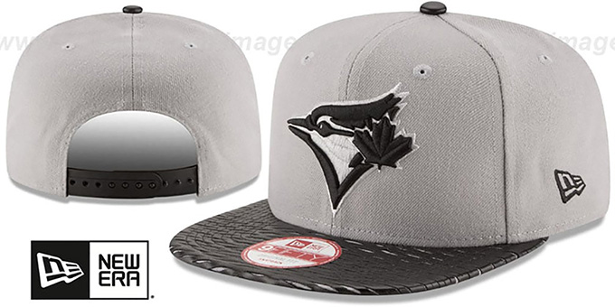 Blue Jays Leather Rip Snapback Grey Black Hat By New Era