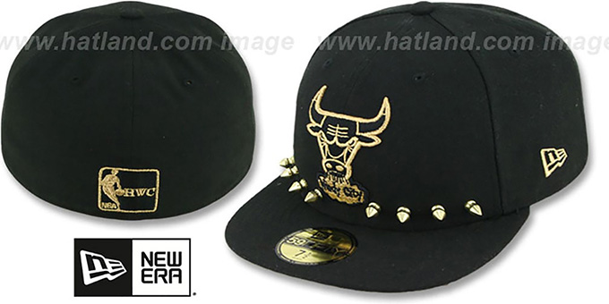 gold and black fitted cap