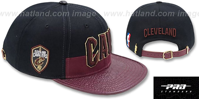 Cleveland Cavaliers HORIZON STRAPBACK Black-Burgundy Hat by Pro S