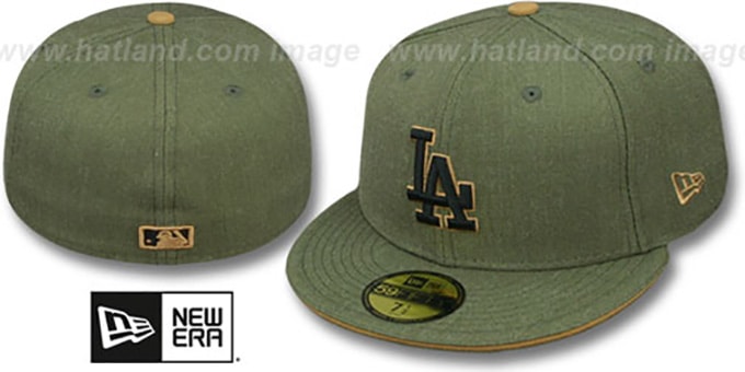 Dodgers HEATHER SLICE Olive Fitted Hat by New Era