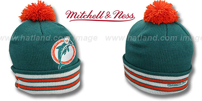 thumbnail image 2 of Miami Dolphins Puff Beanie Hat – Winter Knit Cap With Pom Pom – NFL Sideline Style 2 of 6